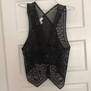 Vintage sheer vest with embroidery detail